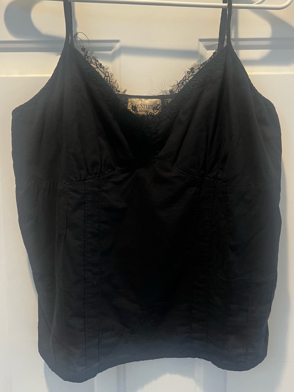 Women’s camisole tank with mesh and embroidered neckline